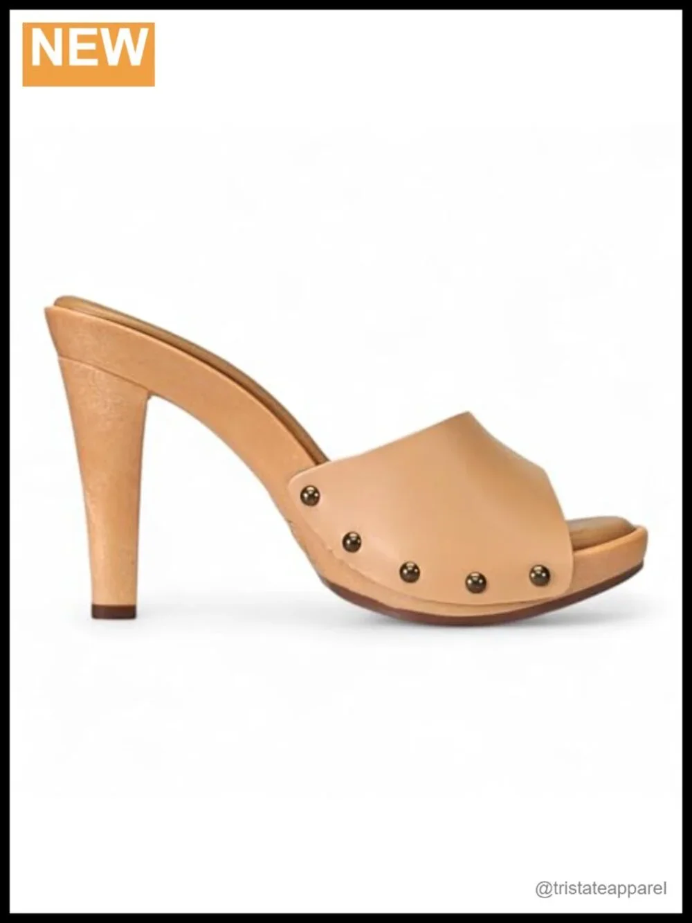 CANDIE'S Antonella Heeled Slide Sandals Leather 4 1/4